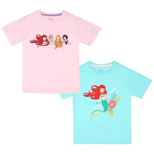Disney Princesses and Winnie the Pooh Girls 2-Pack Short Sleeve T-Shirt Bundle Sets for Kids