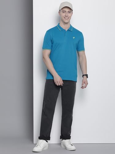 Image of The Indian Garage Co Men Slim Fit Solid Polo Neck Half Sleeves Tshirt