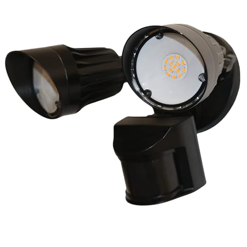 HOMEnhancements LED Black Motion Sensor 2-Light Bullet Flood Light- 3000K Adjustable Dual Head...