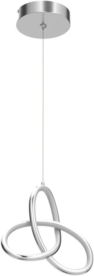 CANEOE Small Modern Led Pendant Light, 5500K Cold White Kitchen Island Pendant Lights Fixtures, Adjustable Integrated Pendant Lamp for Living Room Bedroom Hanging Light, 1 Pack (Chrome)