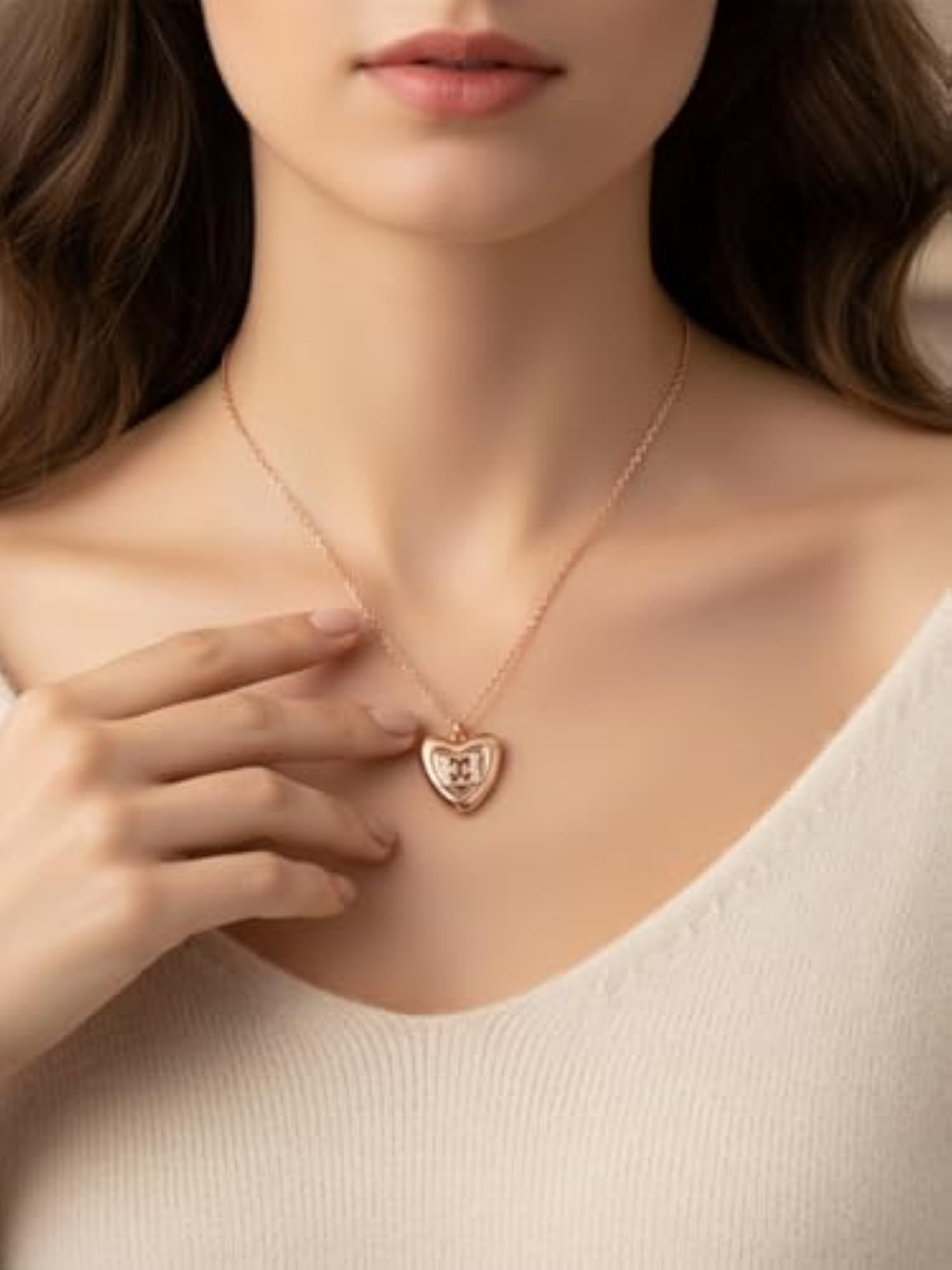 Women's Adjustable Gold Plated Mina Heart Necklace, Gift for Her