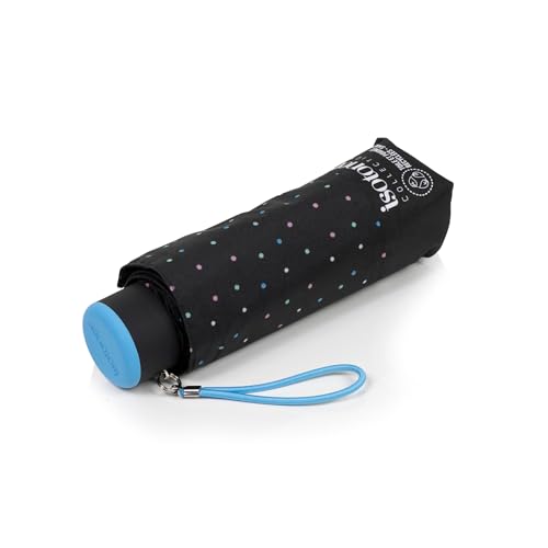 Isotoner Parapluie compact, solide, ultra déperlant, à ouverture manuelle, mini pois