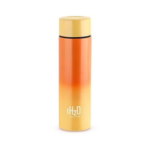 Image of CELLO H2O Luma Stainless Steel Water Bottle For Office Use 1000ml Orange Peach | Single Wall Freezer & Fridge Safe Lightweight & Stylish Leakproof Rustproof Steel Water Bottle For School Kids & Travel