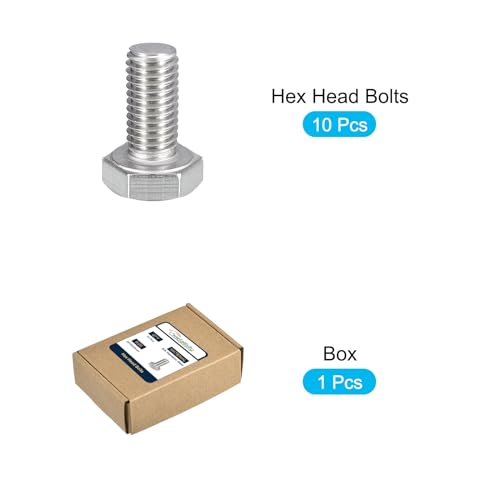 Image of METALLIXITY Hex Bolts (M10-1.5x20mm) 10Pcs, 304 Stainless Steel Coarse Fully Threaded Hex Head Screw Bolt Machine Screws - for Furniture Repair, Silver