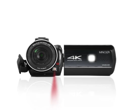 Image of Minolta MN4K40NV 4K 30MP 3 inch Touch Night Vision Camcorder w /LED Light,