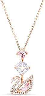 Swarovski Dazzling Swan Y necklace, Swan, Pink, Rose gold-tone plated