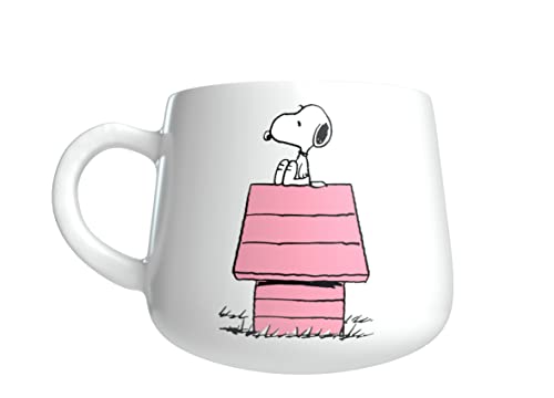 Snoopy - Tasse pour Petit-Déjeuner en Céramique, Comprend la Figurine 3D Woodstock, Capacité 355 ml, Collection Maison Rose, Produit Officiel (CyP Brands)