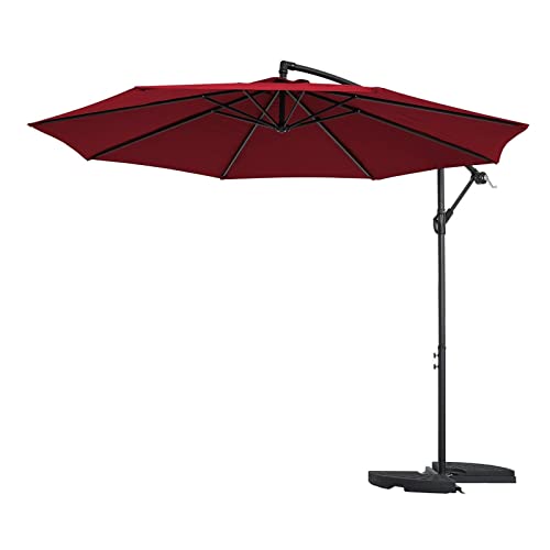 Parasol suspendu de patio haut de gamme toile 3m nuance vin
