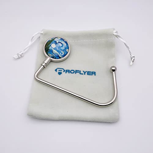 ROFLYER Purse Hook Hanger for Table Bar Long Handbag Hanger Bag Hanger with Velvet Pouch (Starry Night)