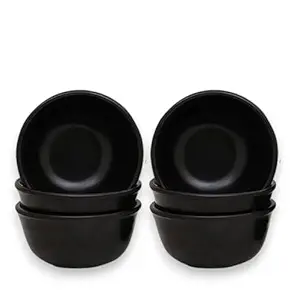 Melamine Small Bowl for Serving Chutney, Pickle, Sauce, & Sweets | Perfect for Kitchen & Dining Table | Easy to Clean | Ideal for Parties & Functions (9cm X 9cm X 5cm, Black, Bowls Set of 6)