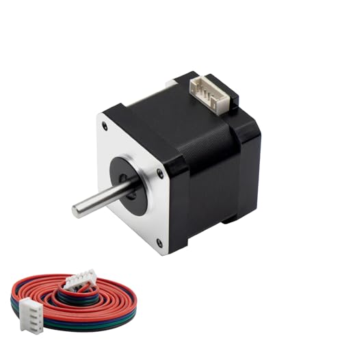 MAKERELE 1PC Nema 17 Stepper Motor, 42-40mm Body, 1.7A 44Ncm(62oz.in) High Torque Motor, Bipolar 4-Lead 1.8 Degrees Stepper Motor with 1m Cable & Connector for 3D Printers, CNC, and DIY