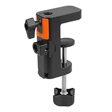 Designed with 2 holding holes and an adjusting screw, this mount supports with contact ends up to 12.5mm, offering dependable compatibility for microphone boom , desk lamps, camera and more. Supports 2 mounting directions for flexible usage. Horizont...
