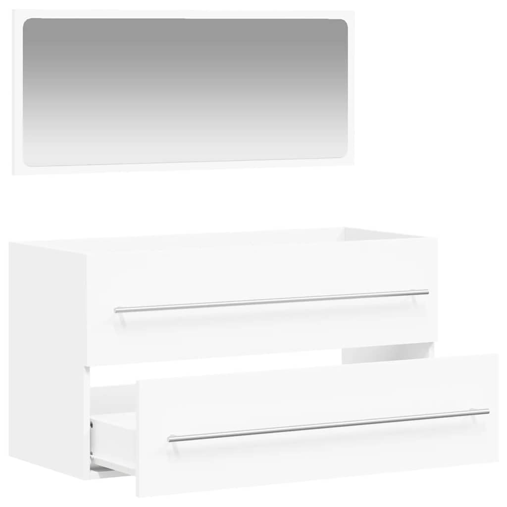 SYDE Armario de Baño con Espejo, Madera de Ingeniería Blanco | Montaje en Pared, Amplio Almacenaje, Resistente a la Humedad, Diseño Minimalista