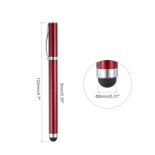 QUARKZMAN 3 Bolígrafos con Punta de Stylus 2 en 1 Bolígrafos de Tinta y Punta de Goma Fina para Pantallas Táctiles Capacitivas Universales Rojo - imagen 2