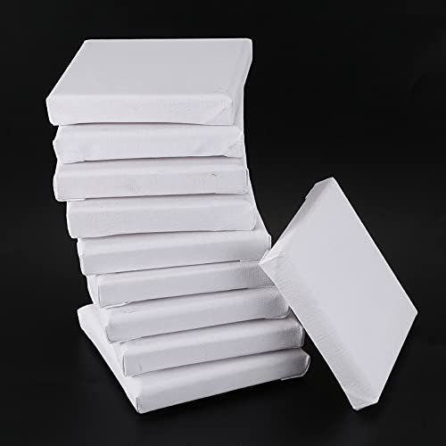 Leinwand auf Rolle, Rollenfarbe, 10 Stück/Set, weiße, leere Kunsttafeln, Mini-Künstlerleinwand, Kunsttafel, Acryl-/Ölfarbe, Holz + Baumwolle, Kunstwerkmalerei, 10 x 10 cm, Künstler- und Allzweckfarbe