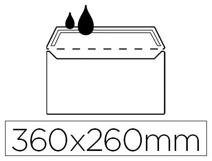 Sobre blanco folio especial 260x360mm silicona caja de 250 unidades solapa recta.