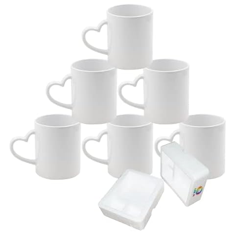 MR.R Sublimation Blanks - Tazas de café de cerámica blanca para lavavajillas, 11 onzas, juego de 6 Cover