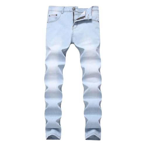 Men's Sliming Jeans Retro Solid Holes Denim Pants Fashion Slim Fit Ripped Stretch Jogging