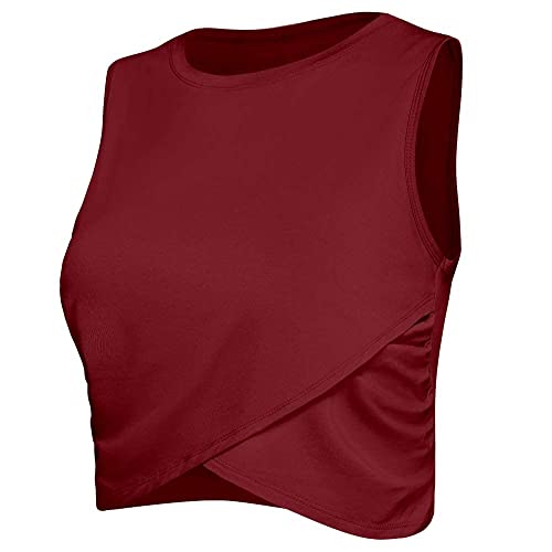 Image of Yoga Crop Tops Dance Tops Fitted Workout Crop Tops Yoga Tank Tops Athletic Sports Shirts for Women