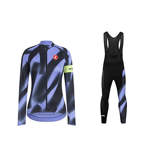 UGLY FROG Neue MTB Winter Fleece Thermisches Radtrikot Damen Set Fahrradbekleidung Fahrradtrikot Langarm und Radhose mit 20D Bib Sitzpolster