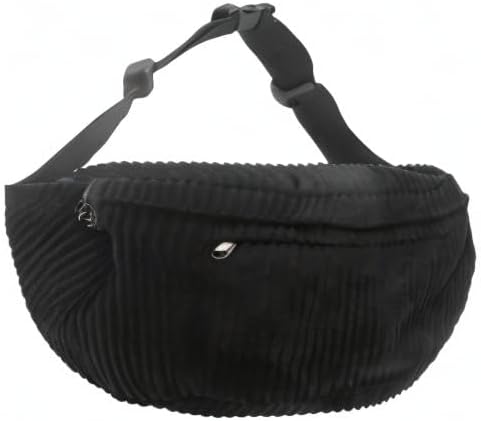 Crossbody Bag Fanny Pack for Women Men, Corduroy Waist Pack Large Chest Bag with Adjustable Strap for Workout Travel Sports Running (Black-1) - Image 10