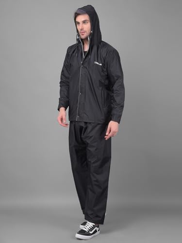Image of Dollar Rainguard Men's Reversible Full Sleeve Solid Raincoat Set With Adjustable Hood and Pocket