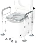 Rehausseur Toilette Adulte 15cm Hauteur Réglable 7 Niveaux Rehausseur WC Adulte Siège de Toilette Surélevé avec Accoudoir Jusqu'à 150 kg Chaise Toilette pour Personne Âgée Handicapé Patient Enceinte