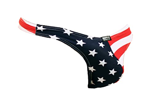 Men's American Flag Print or Solid Color Thong Swimsuit for Men