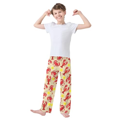 Boys' Pants Crab Lobster Lemon Long Bottoms Jogger Pants Elastic Waist Trousers with Pockets S-XL2