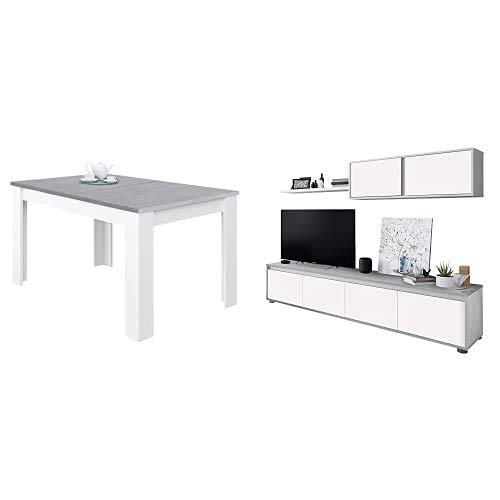 Habitdesign Mesa De Comedor Extensible, Mesa Salón O Cocina, Acabado En Color Blanco Artik Y Gris Cemento, Modelo Kendra 016663l Mueble De Salón Moderno Habitdesign Mesa De Comedor Extensible, Mesa Salón O Cocina, Acabado En Color Blanco Artik Y Gris Cemento, Modelo Kendra 016663l Mueble De Salón Moderno