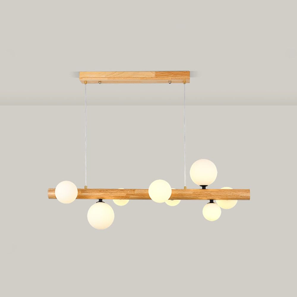 Luminaire suspendu en bois de haute qualité avec globe en verre et métal