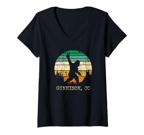 Femme Gunnison CO USA Sasquatch Peace Sign Bigfoot T-Shirt avec Col en V