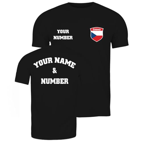 lepni.me Camiseta de Fútbol Personalizada para Hombre Chequia | Su Nombre y Número | Bandera Checa, Insignia | Campeonato de Europa de fútbol 2024 (XL Negro Multicolor)