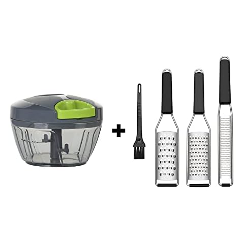 Manual Food Chopper Vegetable Cutter Cambom Cheese Grater Citrus Zester Lemon Zester Pack of 3-304 Stainless Steel Cover