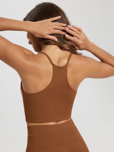 Image of ODODOS Halter Sports Bra for Women Non Padded Strappy Cropped Tops Workout Yoga Crop