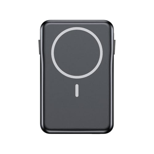 Power Bank 10000 mAh, bateria externa magnética PD de 20 W, compatível com MagSafe, carregador portátil com cabos integrados, Powerbank para iPhone 16/15/14/13 Pro MAX Série (preto)