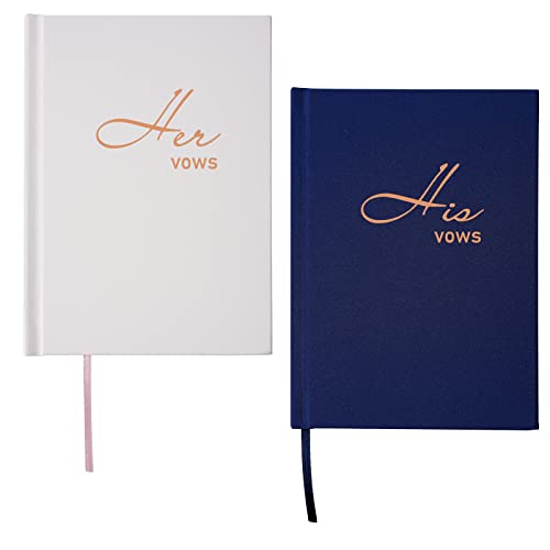 Avamie His And Her Wedding Vow Books Keepsakes, Wedding Officiant Books, Vow Renewal Books, Premium Hardcover With Sparkles, Gold Foil And Gilded Edges, 5.7X4 Inch, Sparkling White And Navy, 46 Pages #TOP4