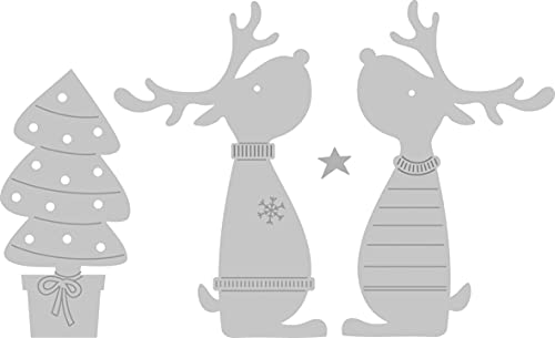 Rayher Set of 4 Metal Cutting Dies with Reindeer and Fir Tree Design
