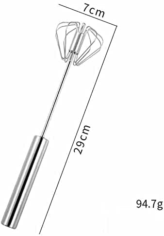 Batidor de Huevos semiautomático Giratorio de presión Manual de Acero Inoxidable Batidor de Crema Batida Manual (29 * 7CM)