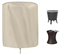 Fenghome Round Patio Cool Bar Table Cover, 600D Waterproof Fade Resistant Fabric with Drawstrings for Small Coffee Cocktail Outdoor Furniture Side Tables, Diameter 20.5 x Height 23 Inches (Beige)