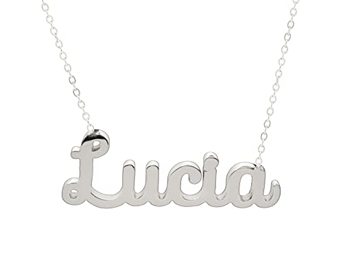 Only faith Collar para mujer con nombre personalizado Acero inoxidable con caja de regalo original Cadena colgante joya personalizada especial para amigas, novios (Lucia-Plateado)