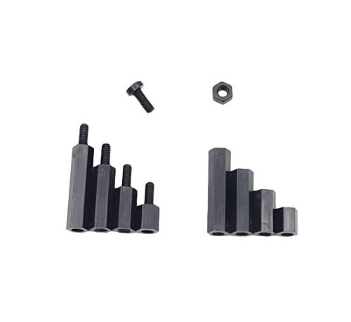 240PCS M2.5 Nylon Hex Spacer Standoffs Screws Nuts Assortment Kit;Male-Female(Black)