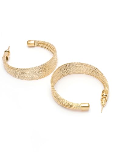 Image of Bohey by KARATCART Gold-Toned Classic Half Hoop Earrings for Women