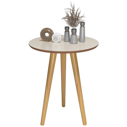 Mesinha Lateral Com Pés Em Madeira Etilo Retro Sala E Quarto (Off White Freijó)