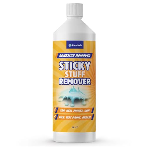 PureSafe 1 Litre Sticky Stuff Remover Extra Strength Powerful Adhesive, Glue, and Sticker Residue Remover for Windows, Carpets, Glass, Plastic and Fabric