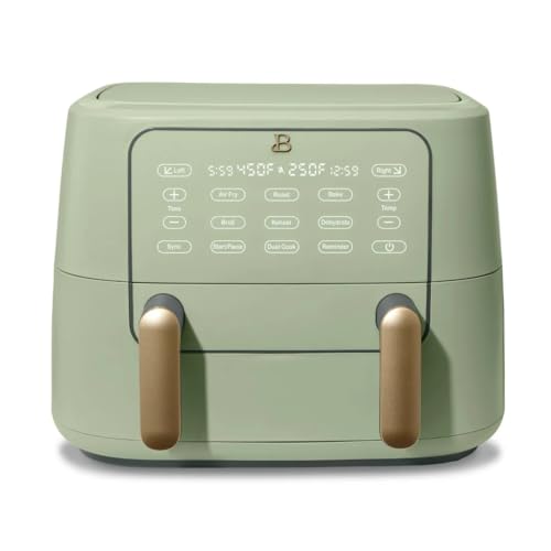 9-Quart Dual Zone Air Fryer Exclusive with Divider & Crisper Trays, Digital Touchscreen for 2-in-1 Cooking By Drew Barrymoree (Green)