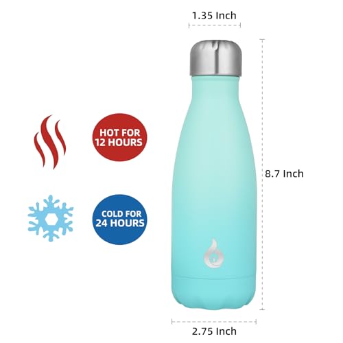 Image of BJPKPK 12oz Insulated Water Bottle Stainless Steel Water Bottles For Travel Keep Cold And Hot,Mint