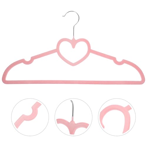 BESTonZON 10 Stück Samt-Kleiderbügel Niedliche Herz-Kleiderbügel Rosa Kunststoff- Mit 360-Grad-Drehhaken Für Jacken Hosen Hemden (Rosa)