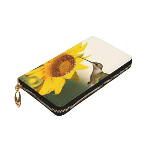Hummingbird Sunflower Wallet For Women Men Clutch Rfid Blocking Leather Wallets Large Capacity Purse Credit Card Holder Money Case With Zipper Phone Holder Long Travel Purse3