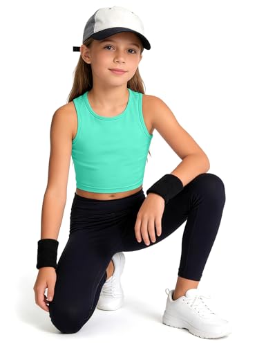 Image of HASMES Girls Athletic Tank Tops Sleeveless Basic Dance Crop Tops for Kids